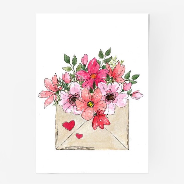 Постер &laquo;цветы в конверте&raquo;