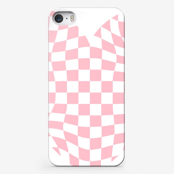 Чехол iPhone «Розовое сердце в клеточку в ретро стиле»