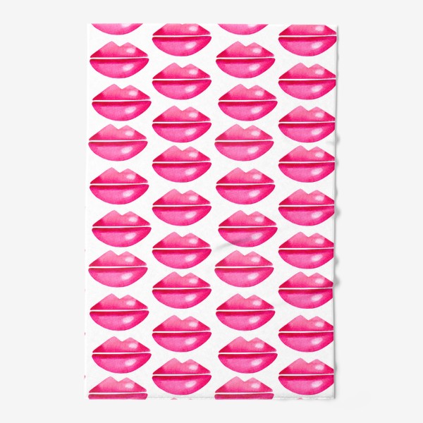 Полотенце «Паттерн розовые губы на белом фоне»