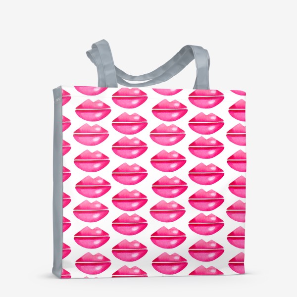 Сумка-шоппер «Паттерн розовые губы на белом фоне»