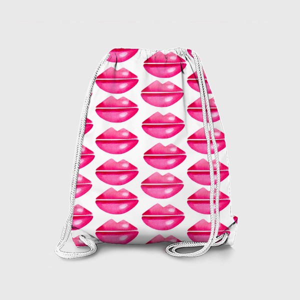 Рюкзак «Паттерн розовые губы на белом фоне»