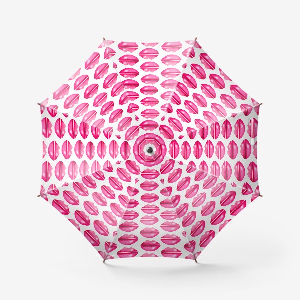 Зонт «Паттерн розовые губы на белом фоне»