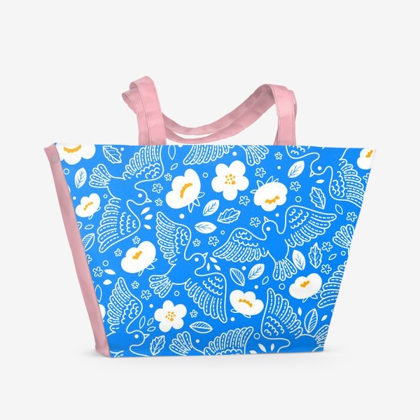 Пляжная сумка «Весеннее небо. Птицы и яблони»