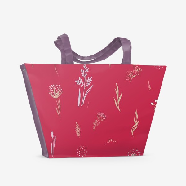 Пляжная сумка «Viva Magenta трендовый цвет 2023. Цветочная полянка»