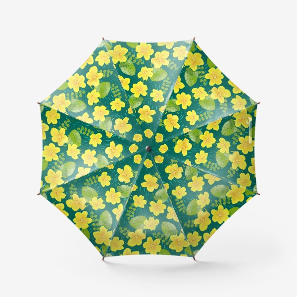 Зонт &laquo;Калужница болотная. Весенний желтый цветок на зеленом фоне&raquo;
