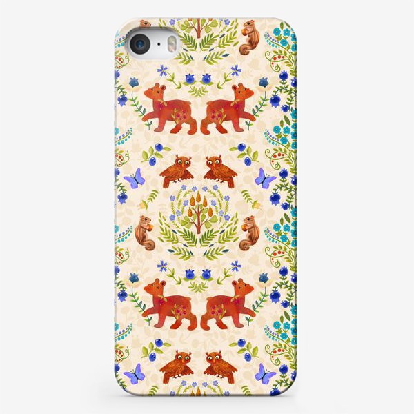 Чехол iPhone &laquo;Мишки и бурундуки в лесу. По мотивам сказки откуда у бурундука полосы&raquo;