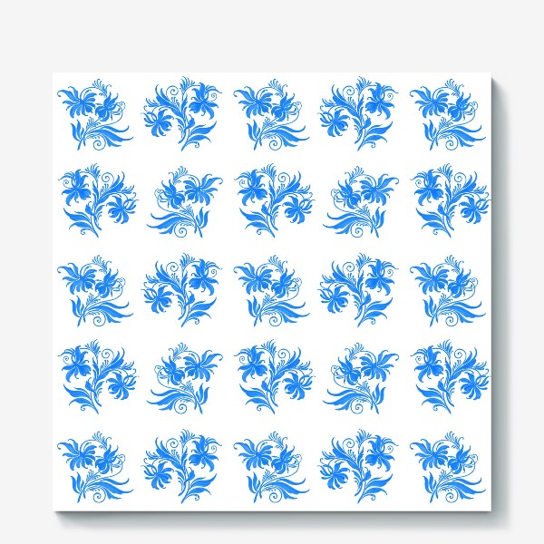 Холст «Паттерн "Синие цветы".»