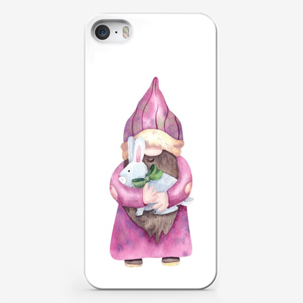 Чехол iPhone «Гномик с зайцем акварель»