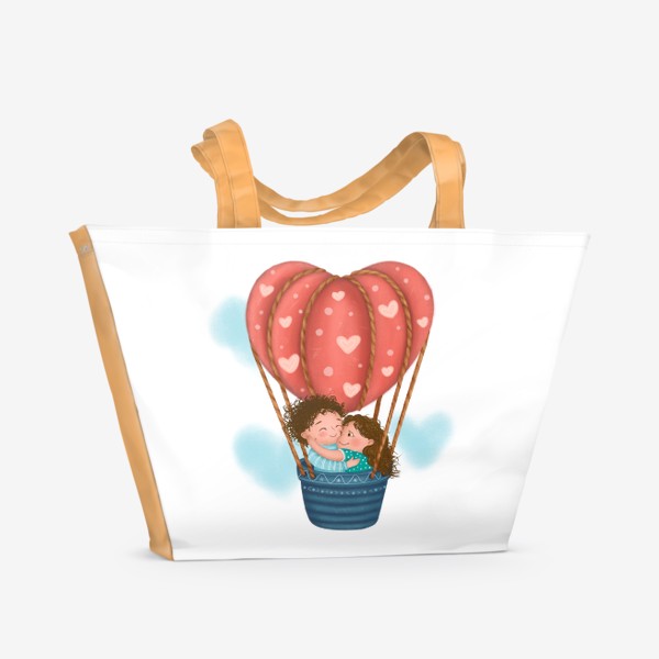 Пляжная сумка &laquo;Влюбленные на воздушном шаре&raquo;