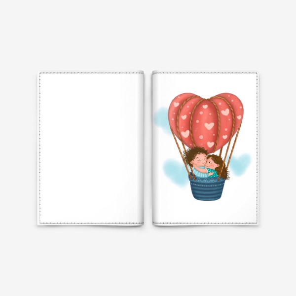 Обложка для паспорта «Влюбленные на воздушном шаре»