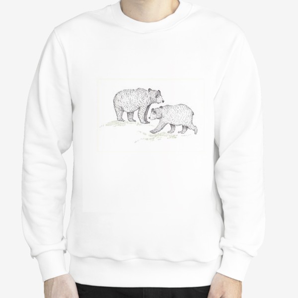 Свитшот &laquo;Графичная нарисованная вручную скандинавская детская иллюстрация. Лесные животные мишки. Два медведя&raquo;