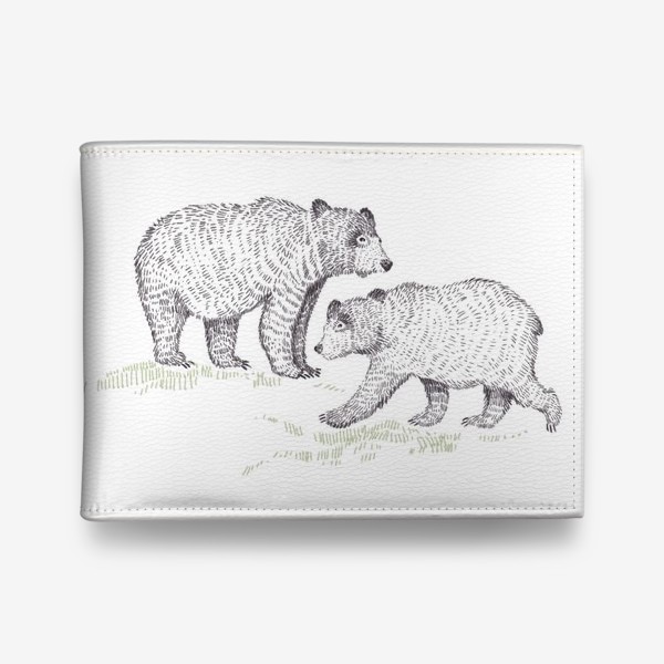 Кошелек &laquo;Графичная нарисованная вручную скандинавская детская иллюстрация. Лесные животные мишки. Два медведя&raquo;