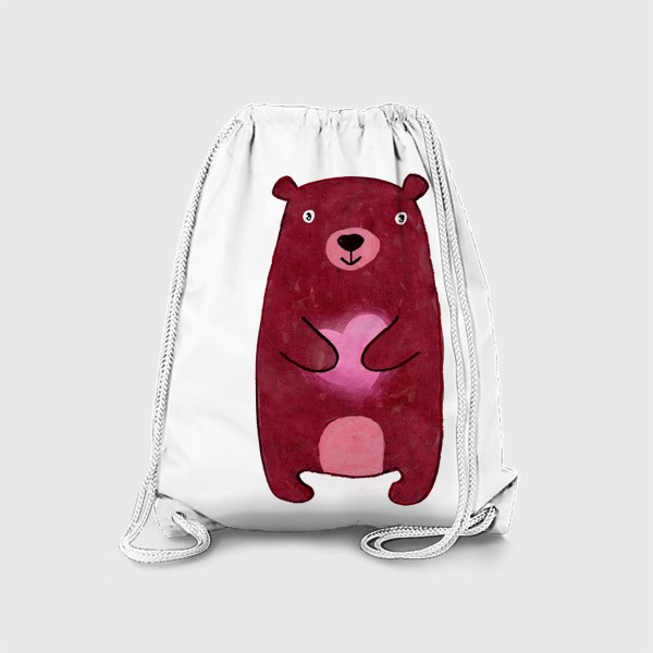 Рюкзак «Влюблённый бурый медведь со сердцем в лапах»