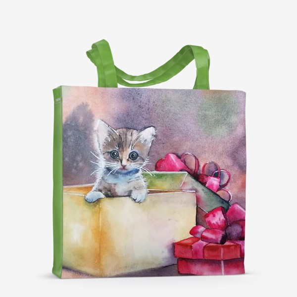 Сумка-шоппер «Котёнок в подарочной коробке»