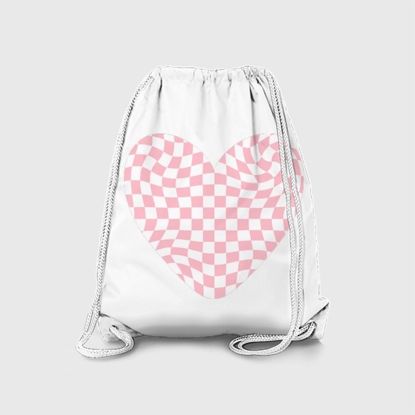 Рюкзак «Розовое сердце в клеточку в ретро стиле»