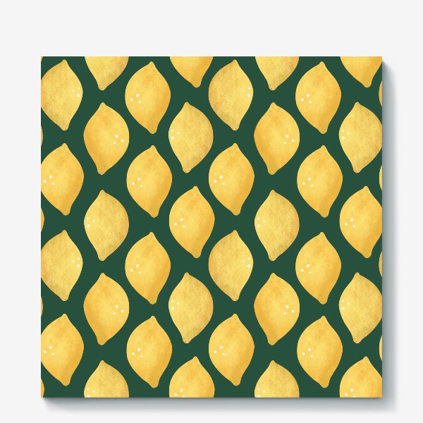 Холст &laquo;Лимоны на зелёном фоне Яркий лимонный геометрический принт &raquo;