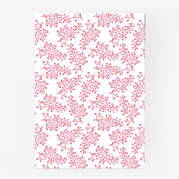 Постер &laquo;Паттерн розовые пушистые веточки на белом фоне&raquo;
