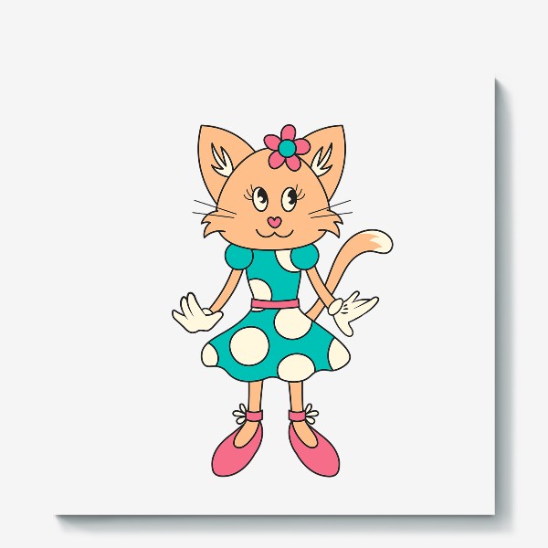 Холст «Ретро кошка в платье»