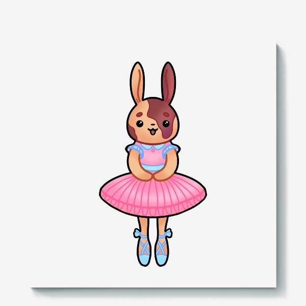 Холст «Кролик - балерина, кавайная зайка в японском стиле»