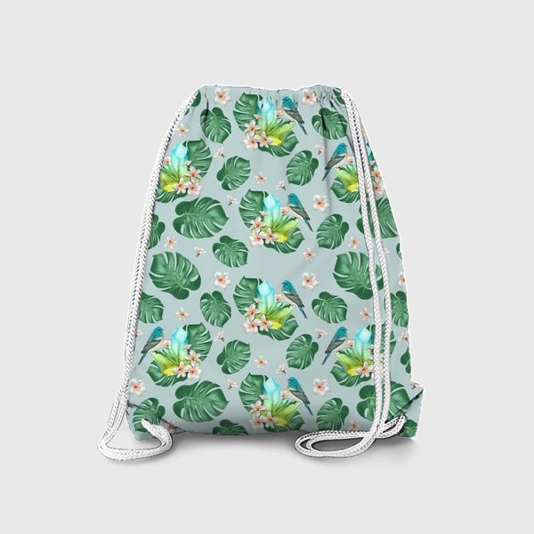 Рюкзак «Тропические листья с желтым кристаллом на зеленом фоне»
