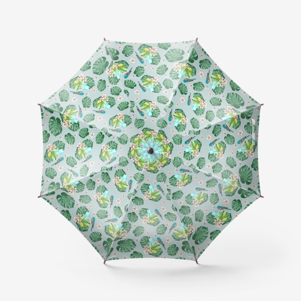 Зонт «Тропические листья с желтым кристаллом на зеленом фоне»