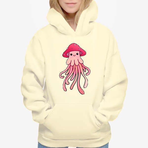 Худи «Медуза - мухомор, грибочек в японском стиле, кавайный персонаж»