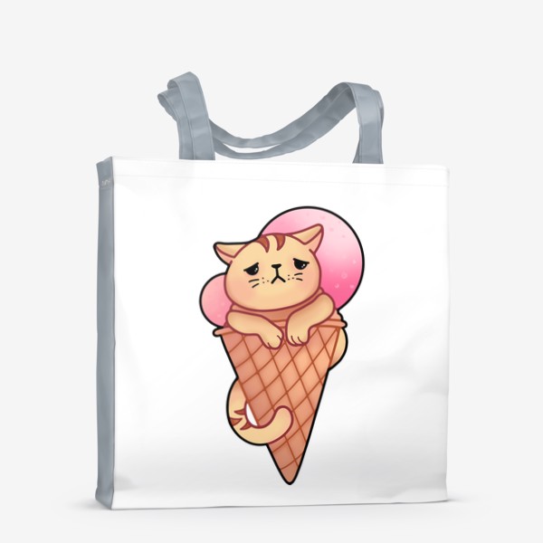 Сумка-шоппер &laquo;Грустный котик в рожке с мороженым кавайный персонаж в японском стиле&raquo;