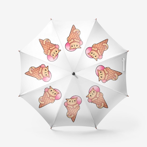 Зонт «Грустный котик в рожке с мороженым кавайный персонаж в японском стиле»