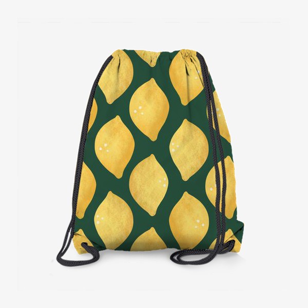 Рюкзак «Лимоны на зелёном фоне Яркий лимонный геометрический принт »