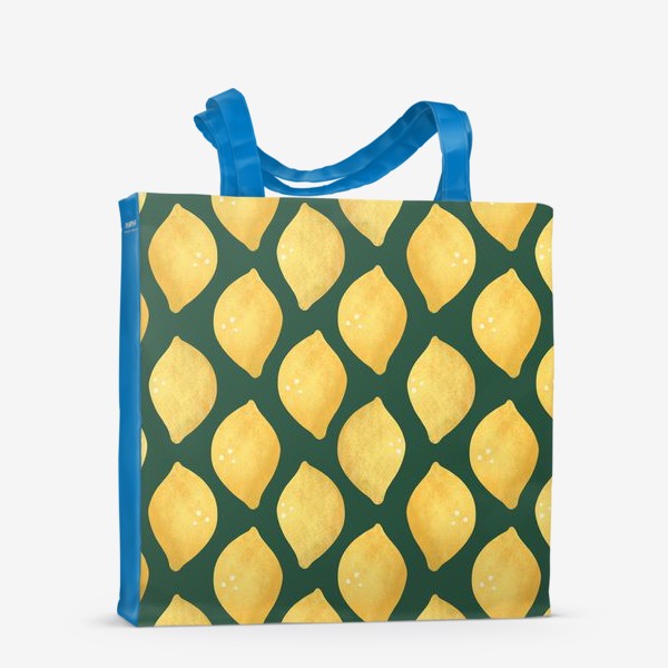 Сумка-шоппер «Лимоны на зелёном фоне Яркий лимонный геометрический принт »
