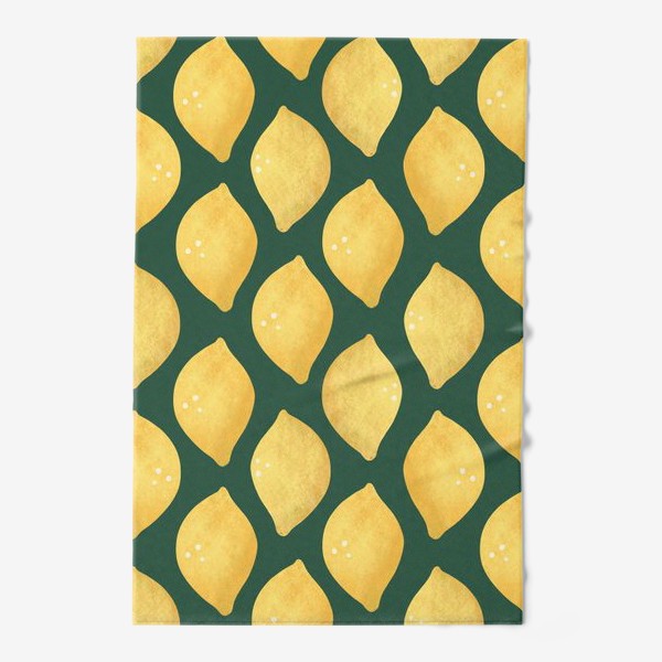 Полотенце «Лимоны на зелёном фоне Яркий лимонный геометрический принт »