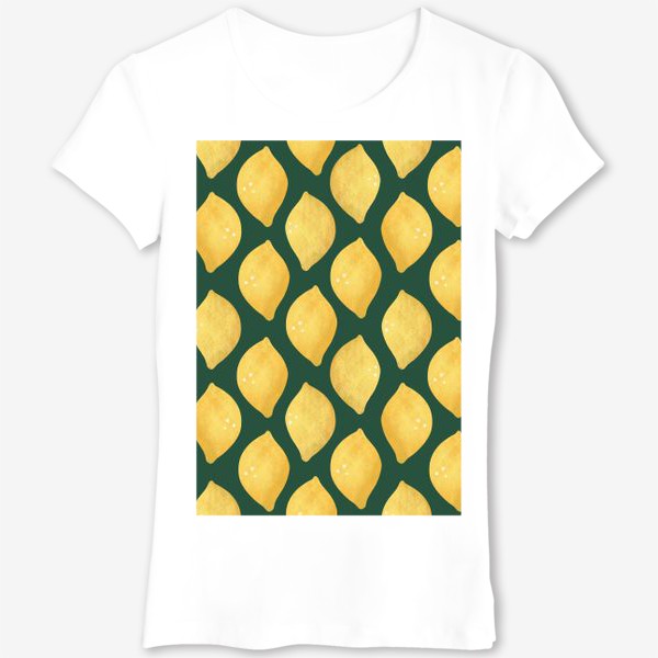 Футболка «Лимоны на зелёном фоне Яркий лимонный геометрический принт »