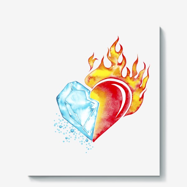 Холст «Сердце "Лёд и Пламя". День Святого Валентина. Единство противоположностей.»