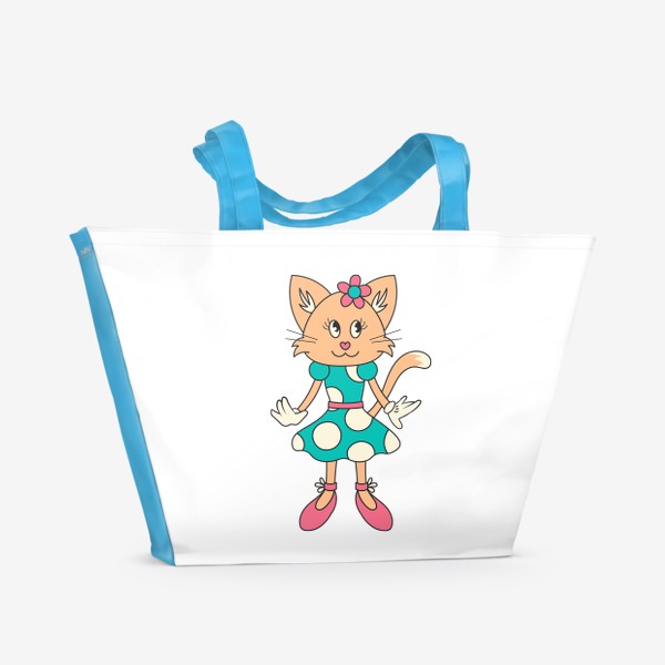 Пляжная сумка «Ретро кошка в платье»