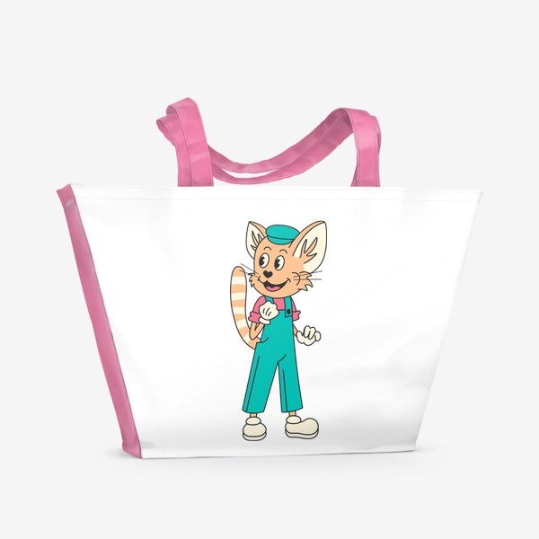 Пляжная сумка «Смешной ретро кот»