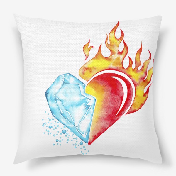 Подушка «Сердце "Лёд и Пламя". День Святого Валентина. Единство противоположностей.»
