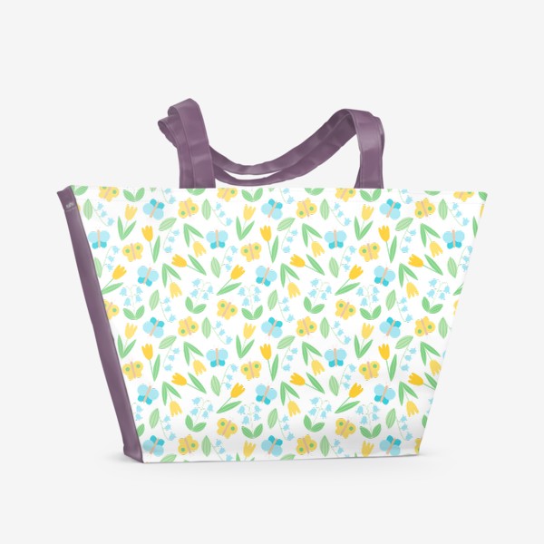 Пляжная сумка «Первоцветы и бабочки»