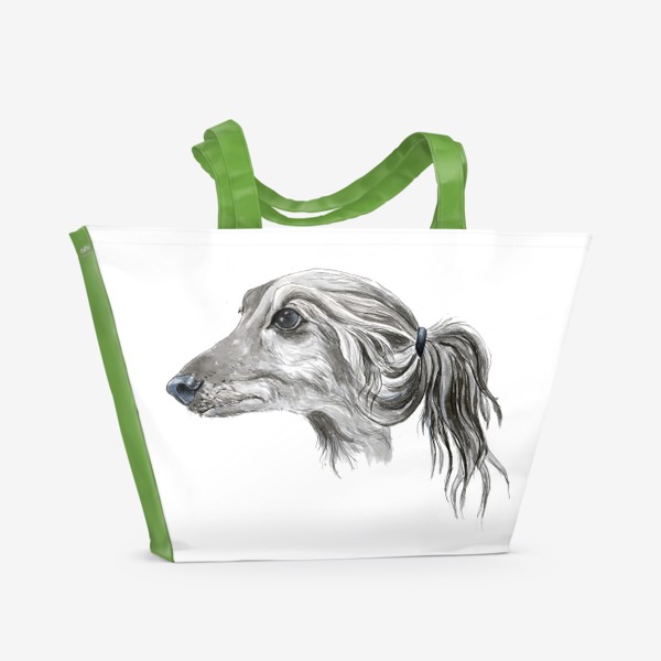 Пляжная сумка «Портрет собаки породы салюки борзая»