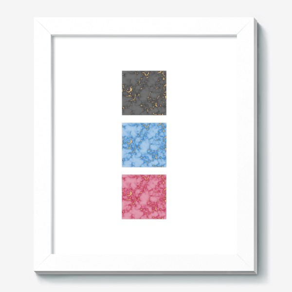 Картина «Розовый синий  и чёрный мраморный квадрат с золотыми прожилками»