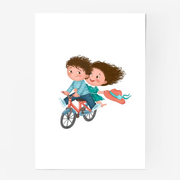 Постер «Влюбленные на велосипеде»