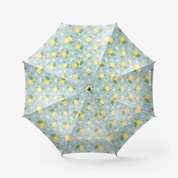 Зонт «Лимоны на голубом фоне с пчёлами и цветами»