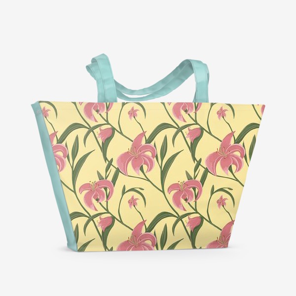 Пляжная сумка &laquo;Цветочный паттерн с лилиями&raquo;