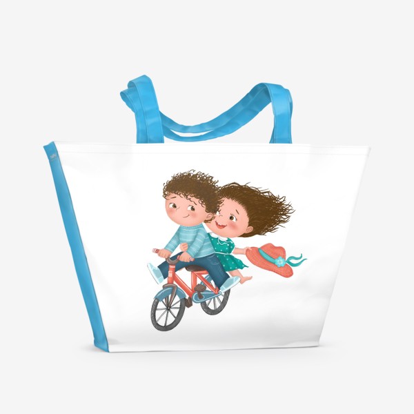 Пляжная сумка «Влюбленные на велосипеде»