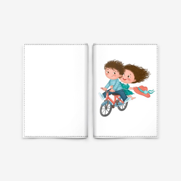 Обложка для паспорта «Влюбленные на велосипеде»