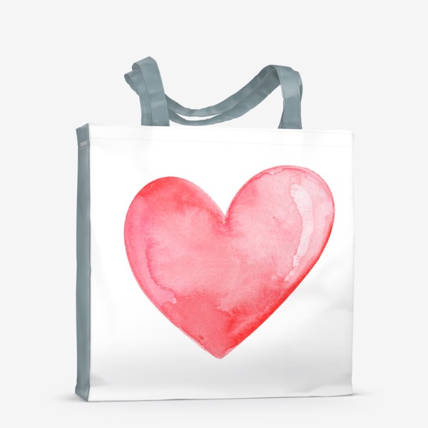 Сумка-шоппер «Акварельное красное сердце»