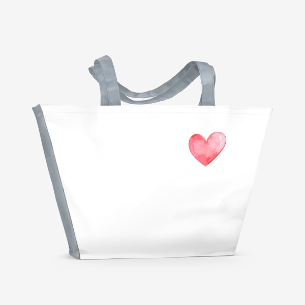 Пляжная сумка «Акварельное красное сердце»