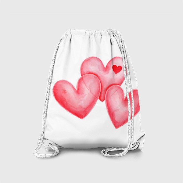Рюкзак «Три красных акварельных сердца»