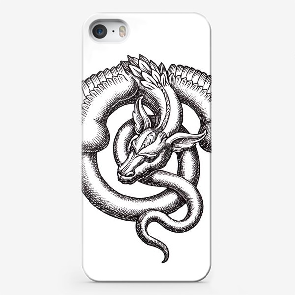 Чехол iPhone «Дракон, графика.»