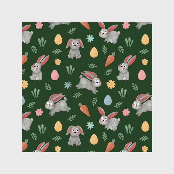 Шторы «Пасхальный принт с кроликами и яйцами Пасха цветы и зайцы Подарок на Пасху »