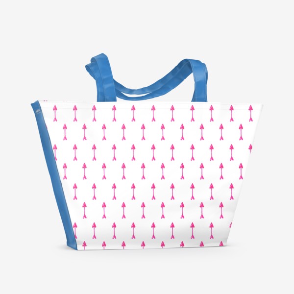 Пляжная сумка «Паттерн розовые стрелы на белом фоне»